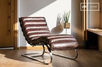 Chaise longue in pelle pieno fiore Weimar