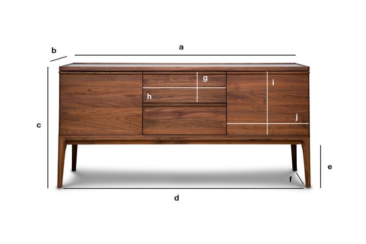 Credenza in noce Hemët - Ampio buffet in linea finemente