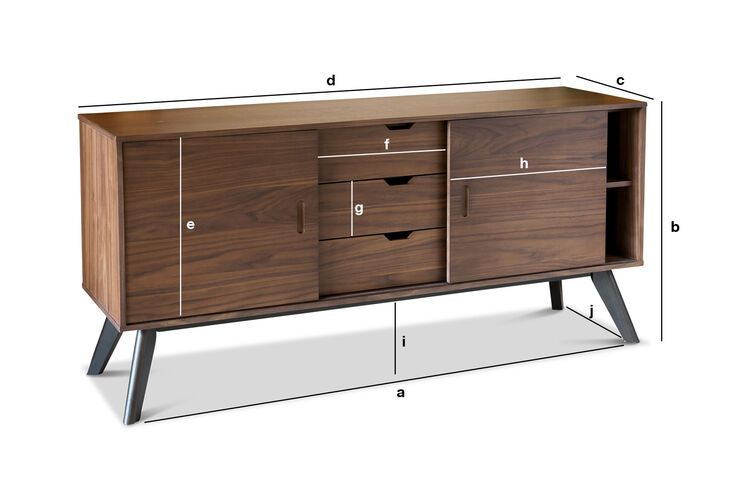 Credenza in noce Hemët - Ampio buffet in linea finemente